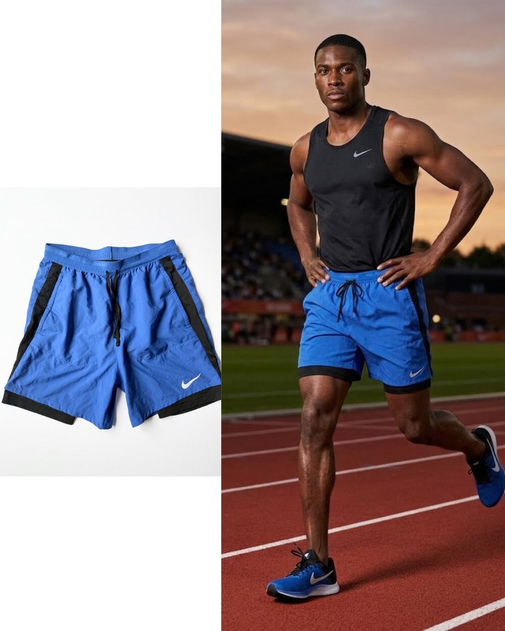 Nike Running Flex Stride 2-in-1 Shorts Blue Black Dri-Fit Small
